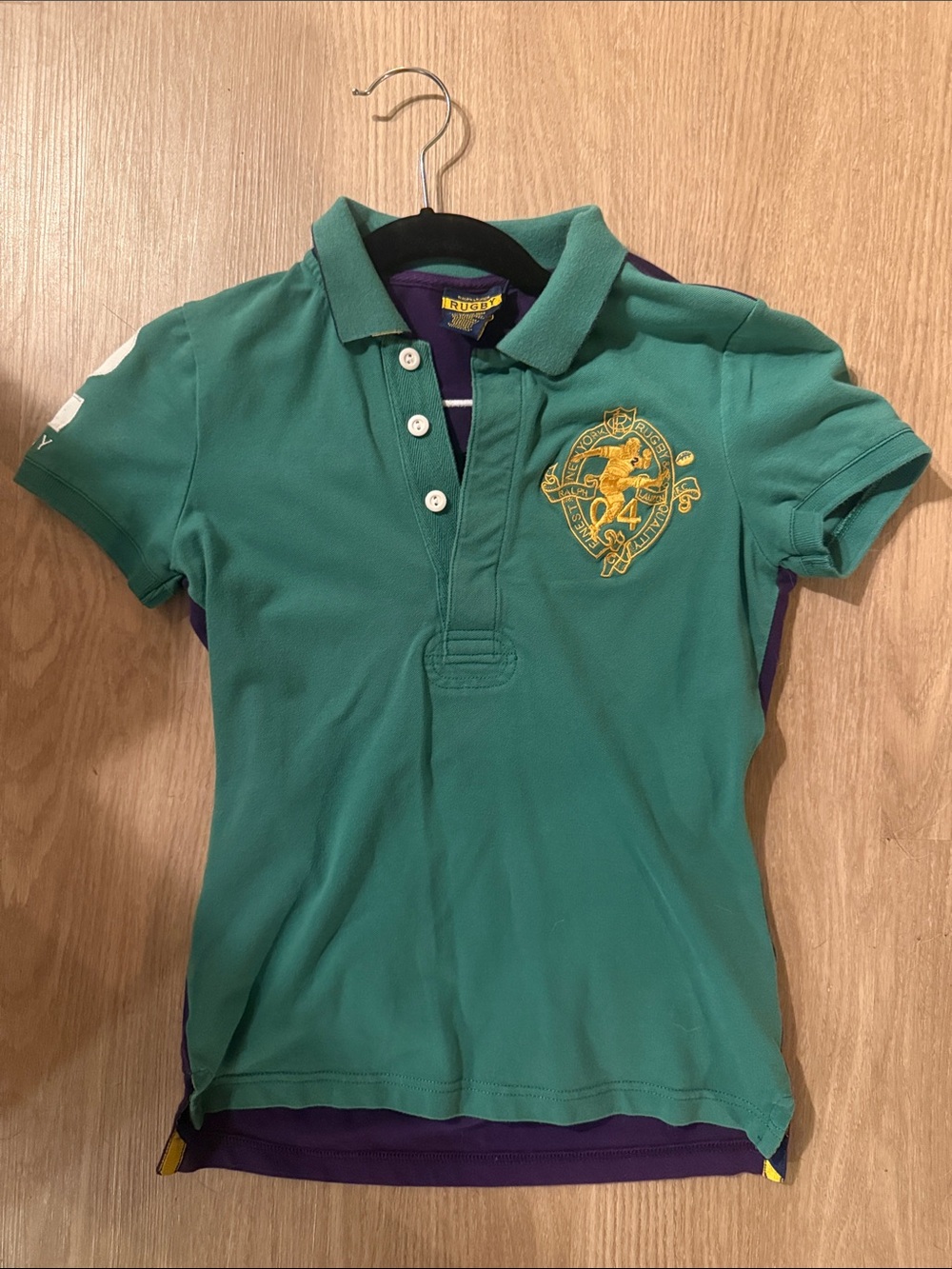 Rugby Ralph Lauren Green Short-Sleeve Polo with Yellow Crest